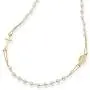 Miabella 18K Gold Over Sterling Silver Handmade Italian White Cultured Freshwater Pearl Ball Beaded Sideways Rosary Cross Necklace for Women Teen Girls, Chain 18, 20 Inch 925 Italy