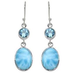 YoTreasure Larimar Blue Topaz Solid 925 Sterling Silver Dangle Earrings Jewelry