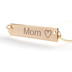 Customizable Your Name Bar Necklace Gift - Custom Jewelry Plated in 16k Rose Gold - Personalized Engraved Accessories for Wedding, Birthday, Graduation, Mothers Day, Christmas - With Present Box