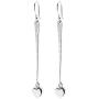 Pepe Dominguez 925 Sterling Silver Hammered Long Drop with Heart Dangle Earrings