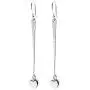 Pepe Dominguez 925 Sterling Silver Hammered Long Drop with Heart Dangle Earrings Pepe Dominguez 925 Sterling Silver Hammered Long Drop with Heart Dangle Earrings