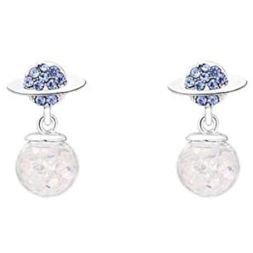 HANGO fashion all-match creative earrings, blue planet small crystal bottle earrings, short pearl earrings brooch, suitable for Valentines Day gifts, birthday parties, and Mothers Day gifts