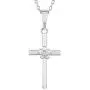 925 Sterling Silver CZ Flower Religious Cross Pendant Necklace Girls Kids 16'' 925 Sterling Silver CZ Flower Religious Cross Pendant Necklace Girls Kids 16''