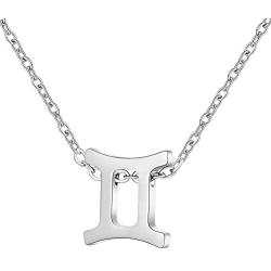 VU100 Zodiac Constellation Necklace for Women Teen Girls, Silver/Gold/Rose Gold, 12 Horoscope Astrology Hypoallergenic Stainless Steel Adjustable Chain Jewelry Gifts