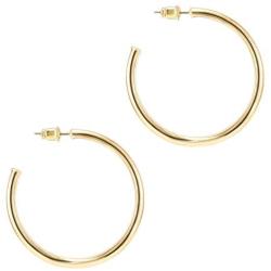 PAVOI 14K Gold Plated Hoop Earrings For Women | 2mm Thick Infinity Gold Hoops Women Earrings | Gold Plated Loop Earrings For Women | Lightweight Hoop Earrings Set For Girls