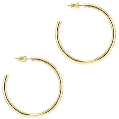 PAVOI 14K Gold Plated Hoop Earrings For Women | 2mm Thick Infinity Gold Hoops Women Earrings | Gold Plated Loop Earrings For Women | Lightweight Hoop Earrings Set For Girls