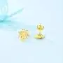 Annie & Kevin 925 Sterling Silver Sunflower Anklets/Bracelets/Necklaces/Earrings/Jewelry Set/Yellow Gold Plated CZ Flower with Jewelry Gift Box for Women