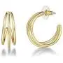 FANCIME Half Open Hoop Stud Earrings Triple Thin/Thick Tube High Polished Hoop Earrings 14K Yellow/White Gold Plated Fashion Statement Jewelry Gift for Women Teens Girls Mom