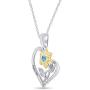 AFFY Personalized Two Tone Sunflower with Heart Pendant Necklace in 14k White Gold Over Sterling Silver