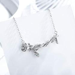 TRISHULA Snake Rose Flower Necklace for Women,925 Sterling Silver Cute Snake Animals Oxidation Rose Flower Pendant Jewelry Gifts for Women Girls Mom Daughter