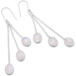 Silver Palace 925 Sterling Silver Natural Gemstone Drop Dangle Earrings for Women