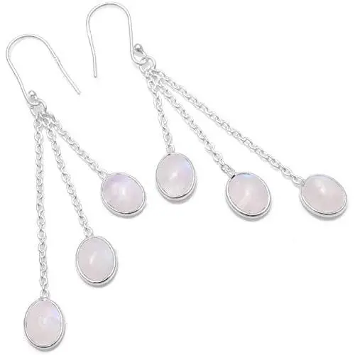 Silver Palace 925 Sterling Silver Natural Gemstone Drop Dangle Earrings for Women