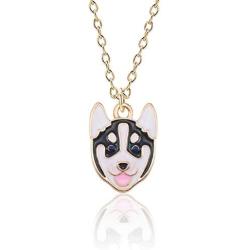 Cartoon Pet Dog Pendant Necklace,Creative Animal Jewelry Clavicle Necklace for Birthday Gift