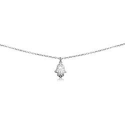 GemStar USA Sterling Silver Hamsa Hand of Fatima Dainty Choker Necklace