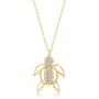 GELIN 14k Yellow Gold Sea Turtle with CZ Pendant Necklace for Women, 18''