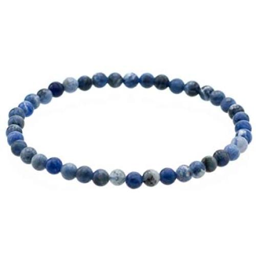 Glossy 4mm Round Sodalite Stretch Bracelet (in various lengths: 6.5, 7, 7.5, 8 Inches)