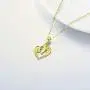14K Solid Gold Horse Necklace for Women, Real Gold Horse and Girl Heart-shape Pendant Love Jewelry Gifts for Girls, Teens, 16-18 Inch