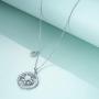 POPLYKE Sterling Silver Compass Pendant Necklace with Created Opal,Inspirational Necklace for Women Girls