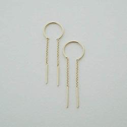HONEYCAT Threader Drop Bar Chain Earrings in Gold, Rose Gold, or Silver | Minimalist, Delicate Jewelry