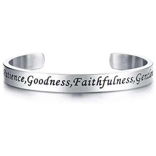 VNOX Christian Jewelry Stainless Steel Fruits of The Spirit Handstamp Inspirational Cuff Bangle Bracelet,7.3'' VNOX Christian Jewelry Stainless Steel Fruits of The Spirit Handstamp Inspirational Cuff Bangle Bracelet,7.3''