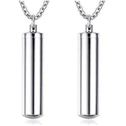 Mealguet Jewelry Free-Engraving Personalized Stainless Steel Cylinder Remembrance Memorial Ash Cremation Urn Pendant Necklace