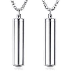 Mealguet Jewelry Free-Engraving Personalized Stainless Steel Cylinder Remembrance Memorial Ash Cremation Urn Pendant Necklace