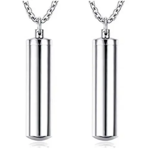 Mealguet Jewelry Free-Engraving Personalized Stainless Steel Cylinder Remembrance Memorial Ash Cremation Urn Pendant Necklace Mealguet Jewelry Free-Engraving Personalized Stainless Steel Cylinder Remembrance Memorial Ash Cremation Urn Pendant Necklace