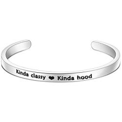 HOLLP Best Firend Cuff Bangle Jewelry Funny Women Jewelry Gift for Ghetto Friend Kinda Classy Kinda Hood Bracelet