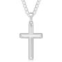 XP Jewelry Mens Sterling Silver Cross Pendant Curb Link Chain Necklace Italian Made - Choose Width and Length