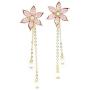 Crystal Flower Pearl Dangle Drop Earrings Jewelry 925 Sterling Silver Earring Post Gift For Women Girls