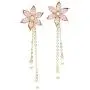 Crystal Flower Pearl Dangle Drop Earrings Jewelry 925 Sterling Silver Earring Post Gift For Women Girls
