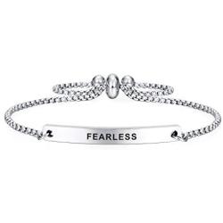 Dainty Cuff Bracelet - FEARLESS - High School Senior Students Reminder Gifts for Sister from Brother