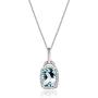 Gin & Grace 10K White Gold Natural Diamond (I1,I2) & Genuine Aquamarine Pendant for Women