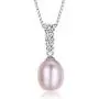 Water Drop Pearl Stud Earrings & Silver Chain Pendant Set| Good Quality Natural, Flawless Freshwater Pearl & 925 Sterling Silver| The Most Unique Fashion Jewelry Set (2 | Pink Pearls)