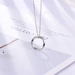 Dainty Circle Pendant Necklace Womens Eternity Mobius Circle of Life Jewelry 925 Sterling Silver Birthday Mothers Day Gift for Mom/Wife/Girlfriend/Girls