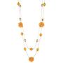Nicole Miller New York Long Hawaiian Style Summer Orange Floral Rosegold Chain Necklace