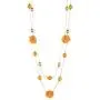 Nicole Miller New York Long Hawaiian Style Summer Orange Floral Rosegold Chain Necklace