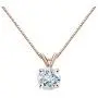 1/2 to 3 1/2 Carat Round Moissanite Solitaire Pendant Necklace in 14k Gold (H-I, cttw) 4-Prong 16 to 18 Inch Adjustable Chain Spring Ring by Diamond Wish