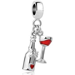 ShinyJewelry Wine Glass Bottle Charm Bead for Bracelet