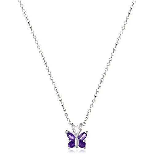 Sterling Silver Gemstone Butterfly Pendant Necklace, 18''