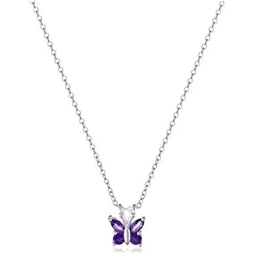 Sterling Silver Gemstone Butterfly Pendant Necklace, 18'' Sterling Silver Gemstone Butterfly Pendant Necklace, 18''