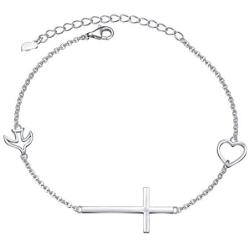 925 Sterling Silver Religious Cross Bracelet In Faith Hope Love Bracelet Christian Infinity Love Classic Jewelry 7 inches to 9 inches