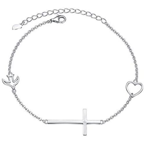 925 Sterling Silver Religious Cross Bracelet In Faith Hope Love Bracelet Christian Infinity Love Classic Jewelry 7 inches to 9 inches