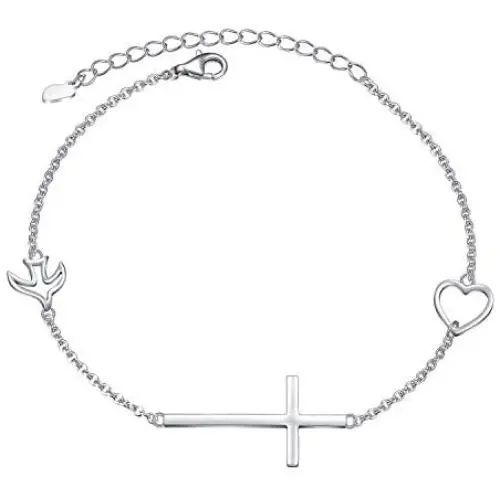 925 Sterling Silver Religious Cross Bracelet In Faith Hope Love Bracelet Christian Infinity Love Classic Jewelry 7 inches to 9 inches