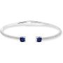 Sterling Silver Genuine and Created Gemstone & Synthetic White Sapphire Cushion-Cut Dainty Cuff Bangle Bracelet