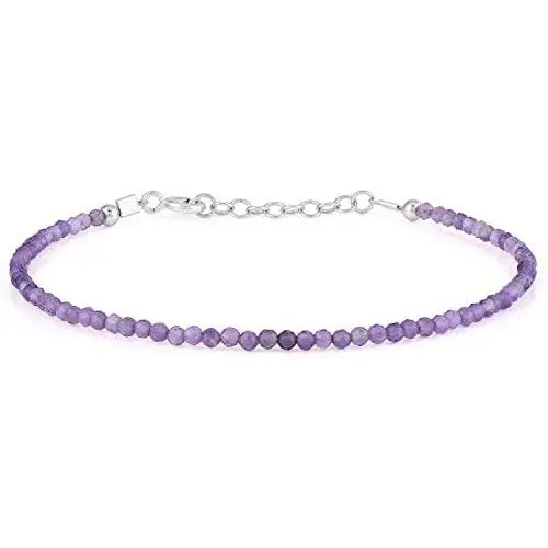 Gemshiner Bracelets For Women Sterling Silver - Natural Stone Yoga Beads Tennis Bracelet, Gift For Mom,Wife,Girlfriend, Birthday,Wedding Gifts