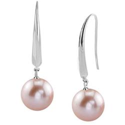 THE PEARL SOURCE Genuine Pink Freshwater Cultured Pearl Selena Dangle Earrings for Women