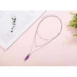 XIANNVXI Layered Heart Choker Necklace Healing Crystal Stone Point Pendant Necklaces Reiki Witch Gemstone Dainty Jewelry for Valentines Day Gifts