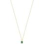 GELIN 14k Yellow Gold Shamrock Clover Irish with Green Stone Pendant Chain Necklace for Women, 18''