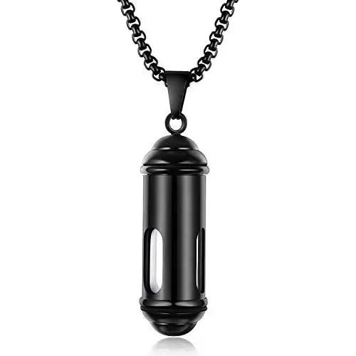 CHISMORL Clear Glass Cremation Pendant Necklace for Ashes Stainless Steel Memorial Cremains Urn Keepsake Jewelry